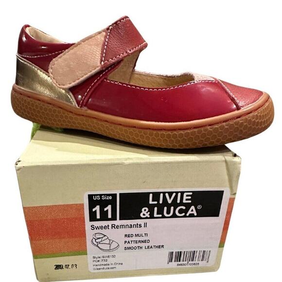 Livie & Luca - Sweet Remanant II Red Multi Patterned Girls Dress Shoes | Size 11 - Picture 9 of 15
